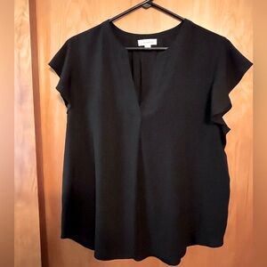 CK Black Flutter Cap Sleeve Top